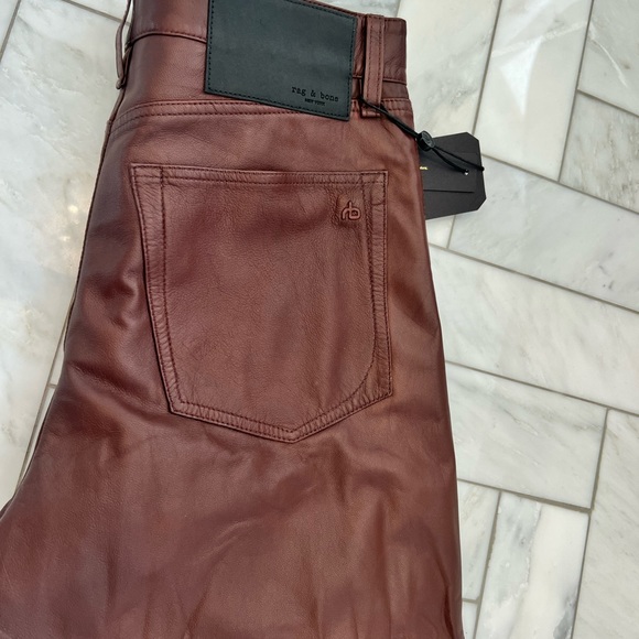 NWT leather Rag & Bone super high rise wide leg pants. - Picture 2 of 4